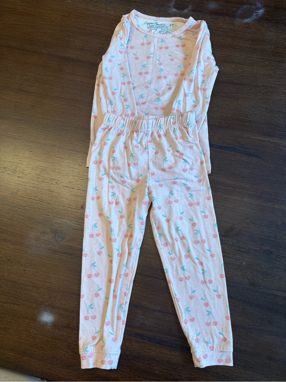 Copper pearl Pink Cherry Print Girls' pajamas - Pink